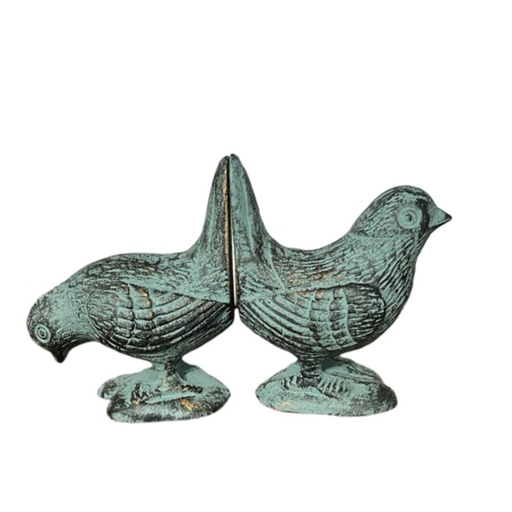 Vintage cast iron bird small bookend figurines